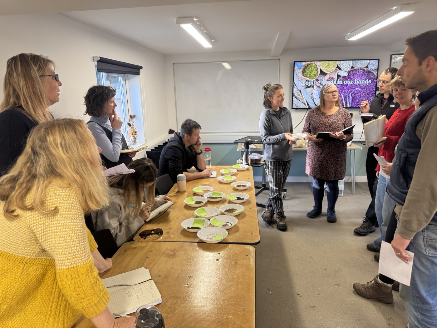 Rosa leading a seed-saving session with a group of course participants