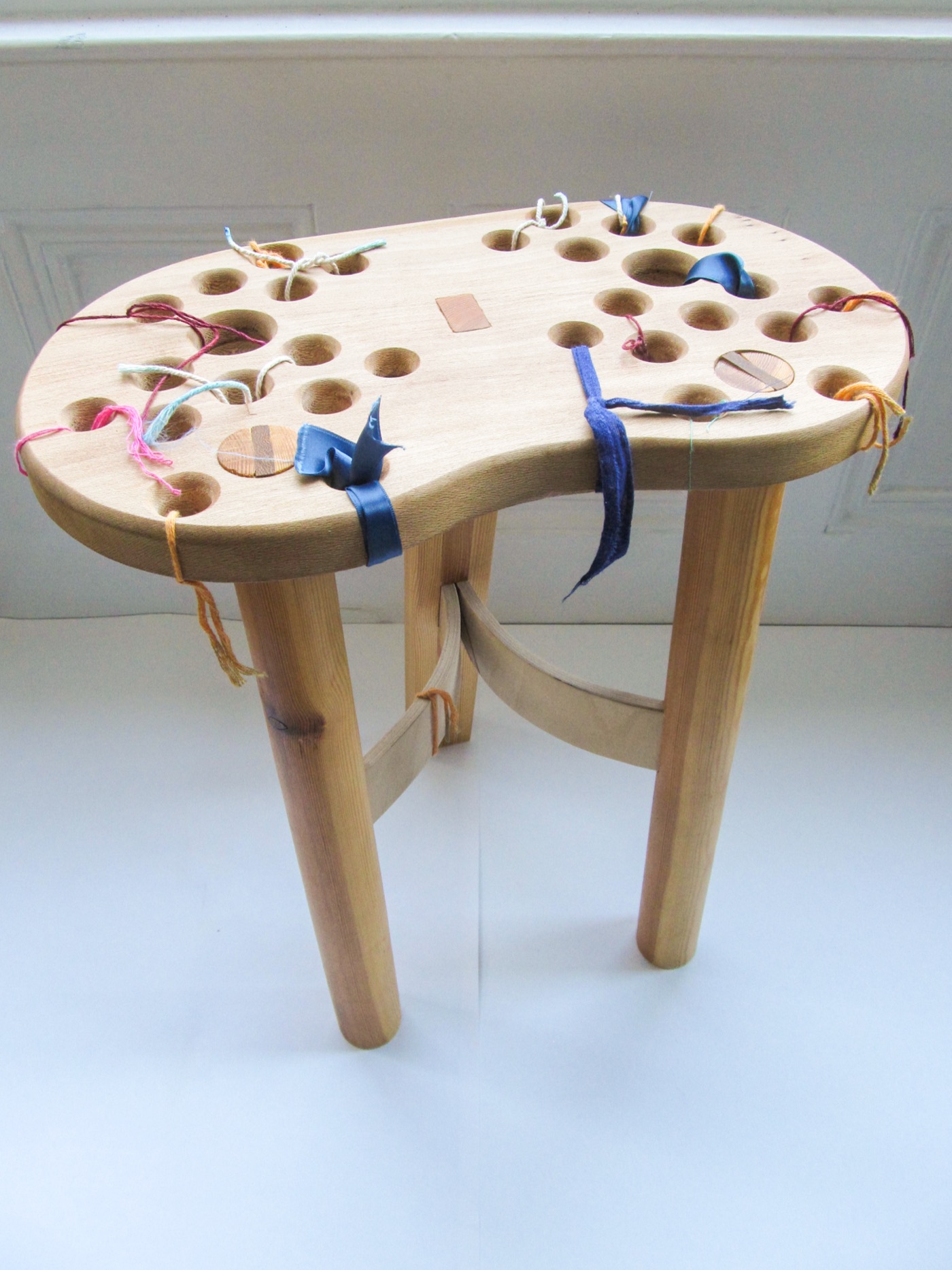 Turned and wedge-jointed stool frame